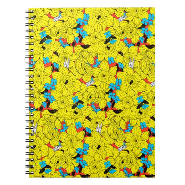 Cuaderno Daffodils patrón floral de primavera (Frente)