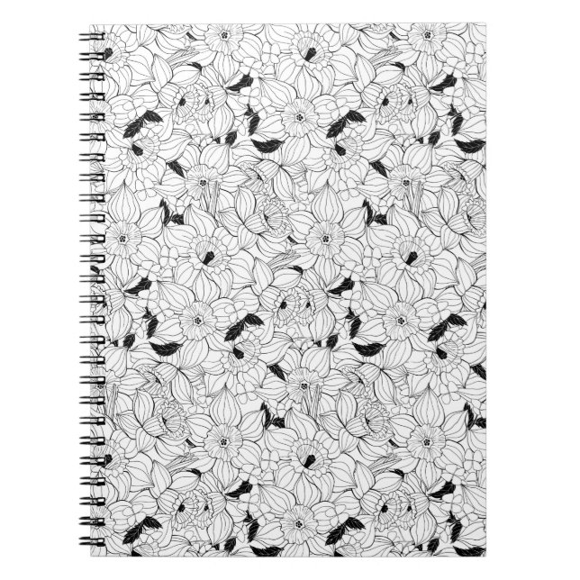 Cuaderno Daffodils patrón floral de primavera (Frente)