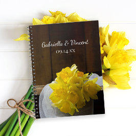 Cuaderno Daffodils rústicos y bodas rurales de madera de gr