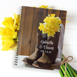 Cuaderno Daffodis y Cowboy Boots País Boda occidental