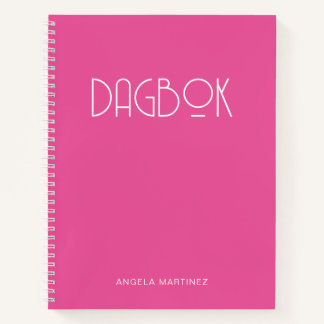Cuaderno Dagbok de estilo retro rosa y blanco