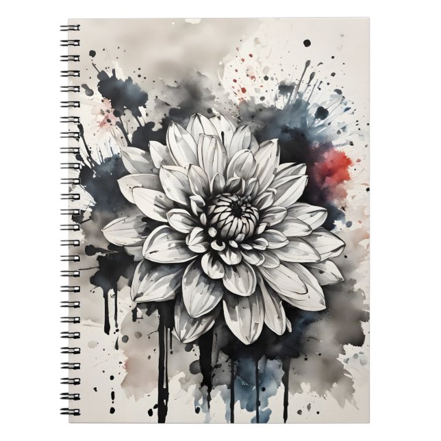 Cuaderno Dahlia - Flores de acuarela (Frente)