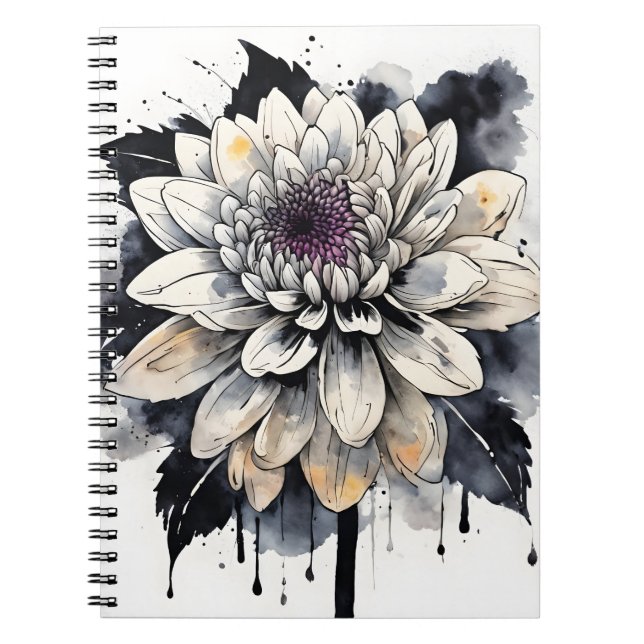 Cuaderno Dahlia - Flores de acuarela (Frente)