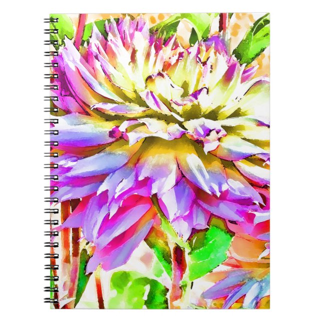 Cuaderno Dahlia Gift de acuarela digital (Frente)