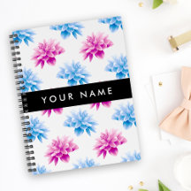 Dahlia rosa y azul, patrón floral, nombre