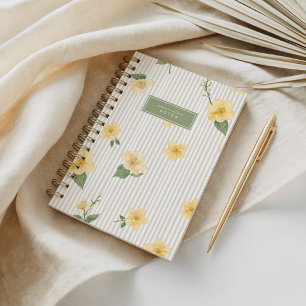 Cuaderno Dainty Amarillo y Beige Pétalo Floral Acuarela