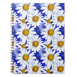 Cuaderno Daisies acuarelas sobre el azul denim