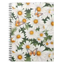 Cuaderno Daisies acuarelas y mariposas monarcas