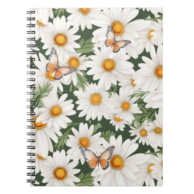 Cuaderno Daisies acuarelas y mariposas monarcas (Frente)