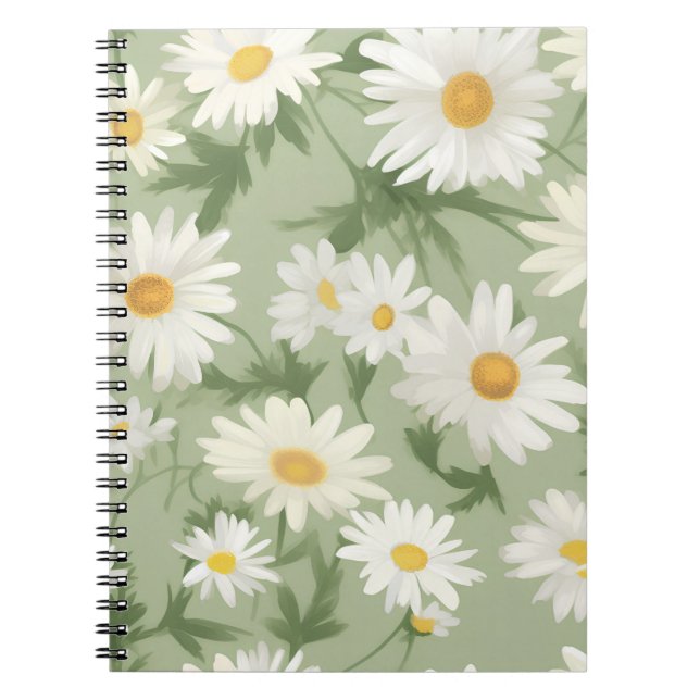 Cuaderno Daisies Blancos Sobre El Verde Masaje (Frente)