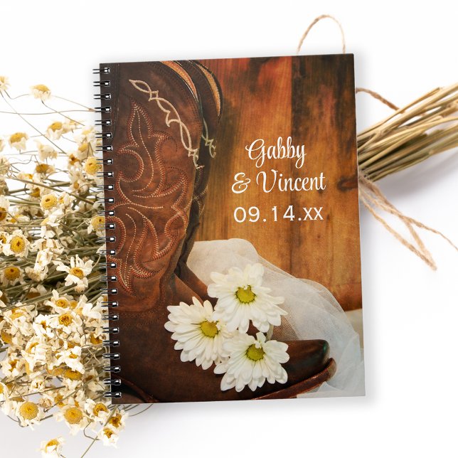 Cuaderno Daisies blancos y vaquero bota a Boda occidental (Subido por el creador)