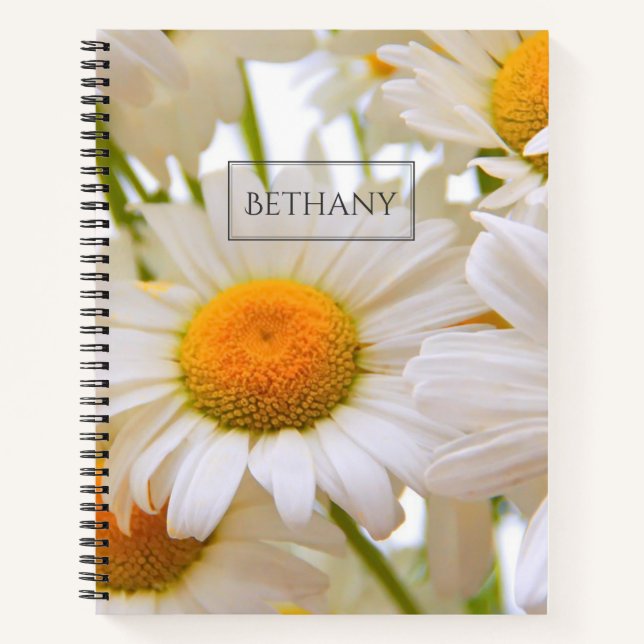 Cuaderno Daisies brillantes Elegantes Personalizados (Anverso)