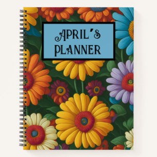 Cuaderno Daisies coloridos al estilo de los años 70