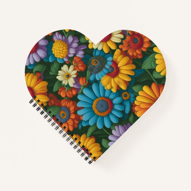 Cuaderno Daisies coloridos al estilo de los años 70 (Anverso)