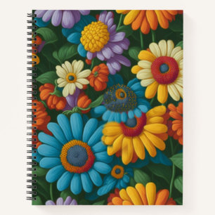 Cuaderno Daisies coloridos al estilo de los años 70