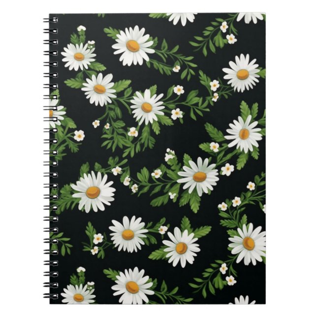 Cuaderno Daisies De Acuarela Sobre Negro (Frente)