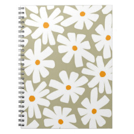 Cuaderno Daisies de primavera patrón retro floral salvia ve