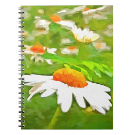 Cuaderno Daisies del jardín blanco brillante y brillante ar