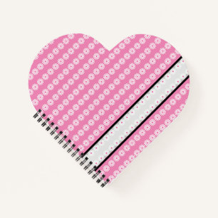 Cuaderno Daisies en rayas en moda gris rosa francés