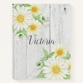 Cuaderno Daisies Floral Guión Personalizado Rústico
