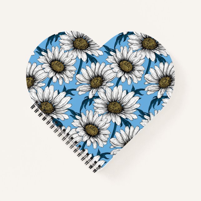 Cuaderno Daisies, flores silvestres en azul (Anverso)