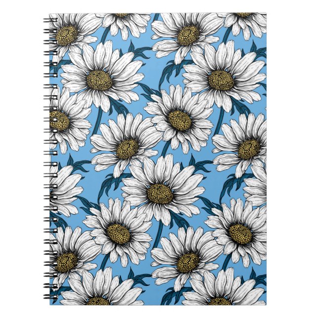 Cuaderno Daisies, flores silvestres en azul (Frente)
