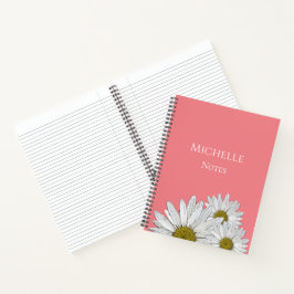 Cuaderno Daisies modernos Rosa Botánico Floral