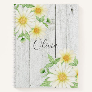 Cuaderno Daisies Nombre Madera Rústica
