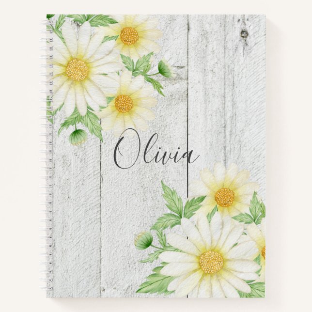 Cuaderno Daisies Nombre Madera Rústica (Anverso)