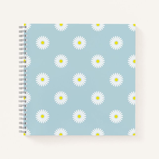 Cuaderno Daisies Patrón Rpt ilustrativo en azul pálido (Anverso)