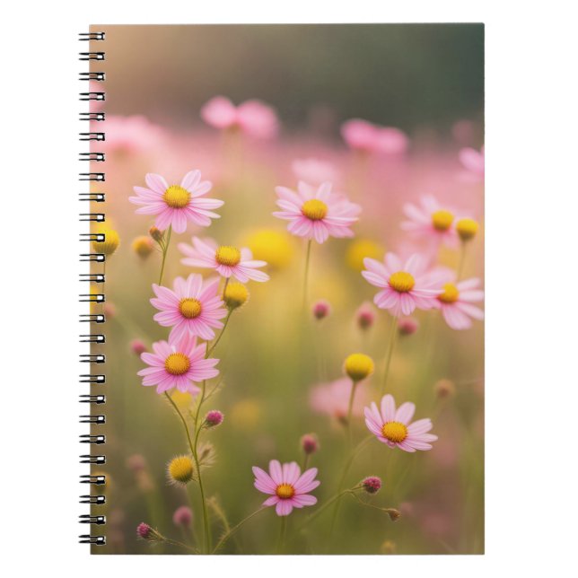 Cuaderno Daisies rosados de flor silvestre (Frente)