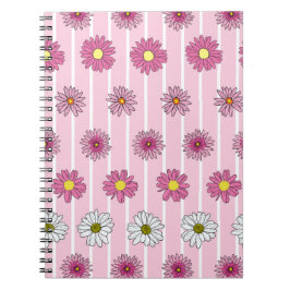 Cuaderno Daisies rosados y blancos flor silvestre Whimsy