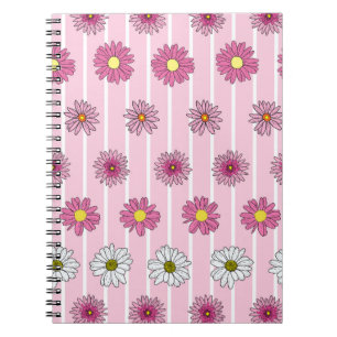 Cuaderno Daisies rosados y blancos flor silvestre Whimsy