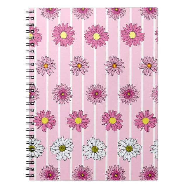Cuaderno Daisies rosados y blancos flor silvestre Whimsy (Frente)