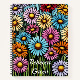 Cuaderno Daisies vibrantes bohemias - Aspecto de vidrio man