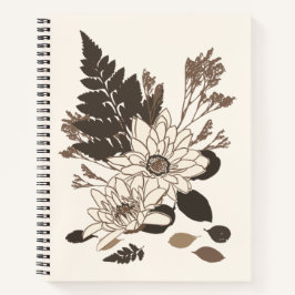 Cuaderno Daisies y hojas - transparentes en crema.