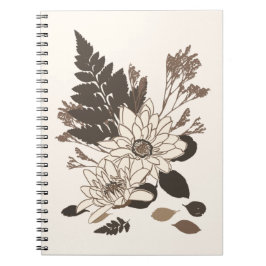 Cuaderno Daisies y hojas - transparentes en crema.