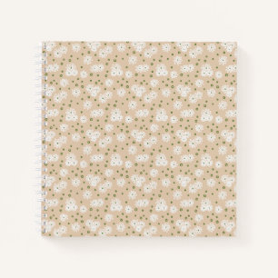 Cuaderno Daisies y puntos - blanco, arena y verde pálido
