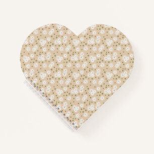 Cuaderno Daisies y puntos - blanco, arena y verde pálido