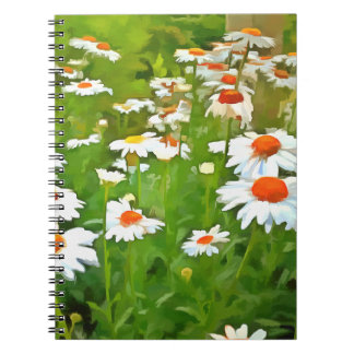 Cuaderno Daisitas de los Jardínes Blancos Brillantes y Colo