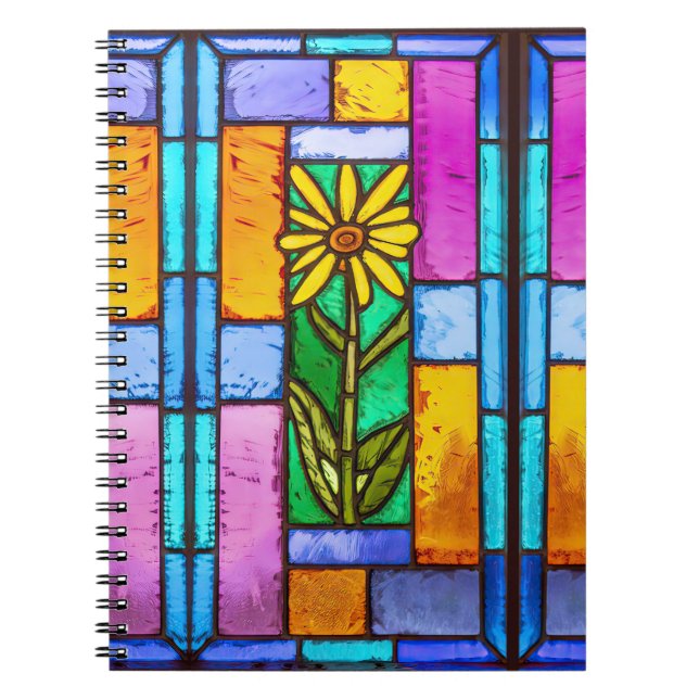 Cuaderno Daisy amarillo de vidrio manchado (Frente)
