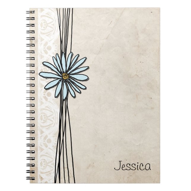 Cuaderno Daisy azul claro vintage (Frente)