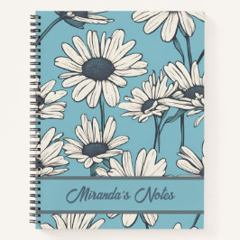 Cuaderno Daisy azul floral personalizado