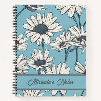 Cuaderno Daisy azul floral personalizado