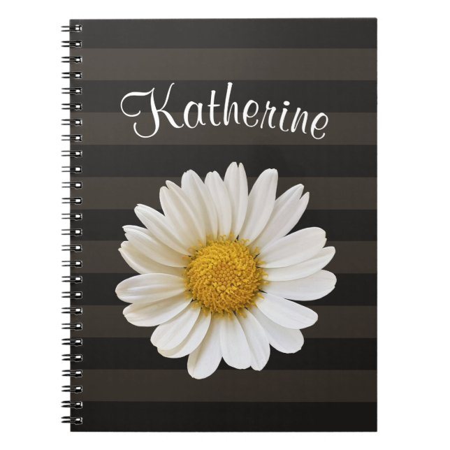 Cuaderno Daisy blanco Dark Strik Nombre personalizado (Frente)