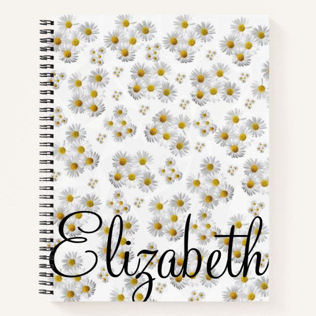 Cuaderno Daisy blanco de bloc de notas espiral (Anverso)