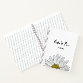 Cuaderno Daisy blanco simple personalizado botánico