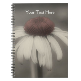 Cuaderno Daisy De Coneflora En Blanco Y Negro