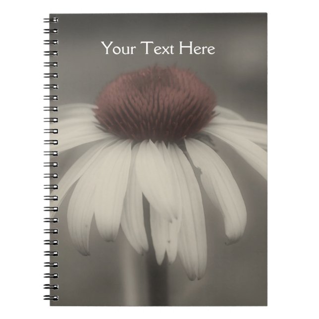 Cuaderno Daisy De Coneflora En Blanco Y Negro (Frente)