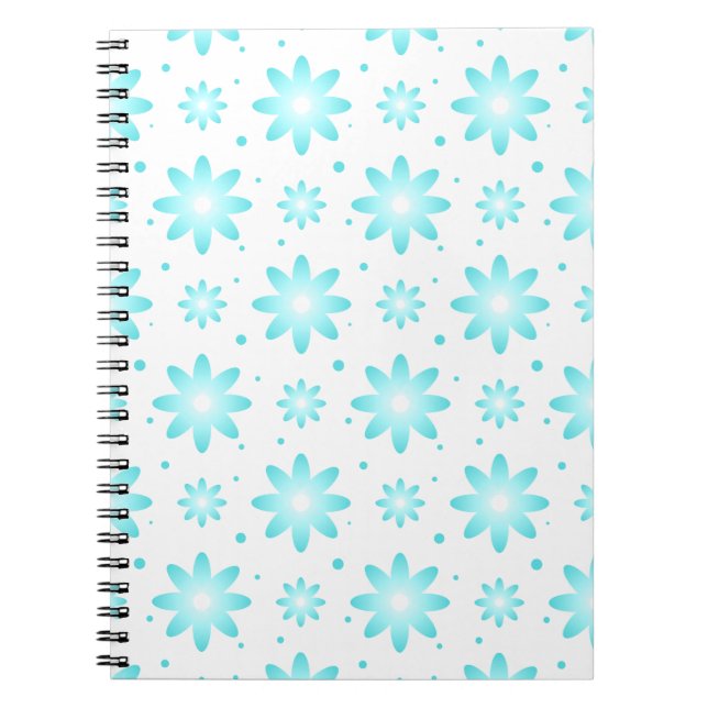 Cuaderno Daisy delicado blanco y turquesa, patrón de puntos (Frente)